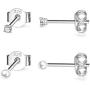 Sterling Silver Stud Earrings for Women- 2 Pairs of Small Cartilage Tragus Stud Earrings Set, 2mm Tiny Cubic Zirconia Earrings Round Ball Earrings & Pearl Earrings