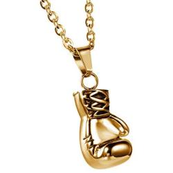 Mens Gold Boxing Gloves Pendant Necklace Punk Hip-hop Halloween Costume Jewelry, 22 inch Chain