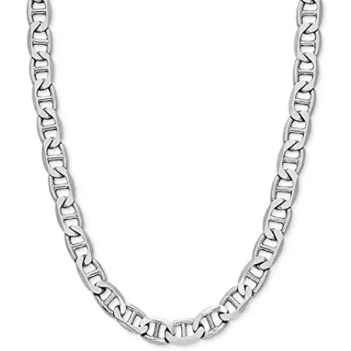Savlano 925 Sterling Silver 8mm Italian Solid Flat Mariner Link Chain Necklace for Men & Women - Made in Italy Comes Gift Box (8mm) Savlano 925 Sterling Silver 8mm Italian Solid Flat Mariner Link Chain Necklace for Men & Women - Made in Italy Comes Gift Box (8mm)
