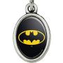 GRAPHICS & MORE Batman Classic Bat Shield Logo Antiqued Bracelet Pendant Zipper Pull Oval Charm with Lobster Clasp