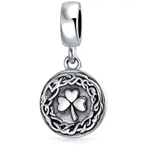 Round Disc Good Luck Celtic Knot Lucky Leaf Shamrock Irish Clover Dangle Bead Charm For Women Teen Oxidized .925 Sterling Silver Fits European Bracelet Round Disc Good Luck Celtic Knot Lucky Leaf Shamrock Irish Clover Dangle Bead Charm For Women Teen Oxidized .925 Sterling Silver Fits European Bracelet