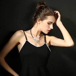 Chunky Silver Gold Pendant Black Leather Choker Necklace for Women Fashion Jewelry