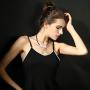 Chunky Silver Gold Pendant Black Leather Choker Necklace for Women Fashion Jewelry