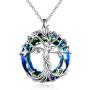 TOUPOP Mothers Day Gifts from Daughter Sterling Silver Tree of Life Pendant Necklace with Blue Circle Crystal Jewelry Gifts for Mom Women Girls Friend Birthday