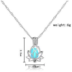 Luminous Lotus Pendant Necklace, Hollow Flower Lockets Necklace