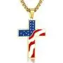 Hahafash American USA Flag Cross Day Gift Stainless Steel Patriotic Cross Religious Pendant Necklace Jewelry for Men Women Hahafash American USA Flag Cross Day Gift Stainless Steel Patriotic Cross Religious Pendant Necklace Jewelry for Men Women