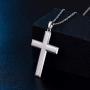 MONBO Cool Cross Pendant Necklace Classic High Polish Sterling Silver Shiny Cross Pendant Long Necklace for Men/Women