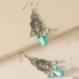 Sinkcangwu Fashion Hollow Drop Dangle Earrings Bohemian National Style Eardrop with Bronze Waterdrop Leaf Feather Shaped Vintage Jewelry for Women Girls Gifts