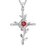 Mothers Day Birthday Gifts for Mom Love Rose Flower Necklace for Her Birthday Gifts Ruby Necklace Hope Leaves Citrine Fine Birthstones Jewelry Sterling Silver …