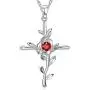 Mothers Day Birthday Gifts for Mom Love Rose Flower Necklace for Her Birthday Gifts Ruby Necklace Hope Leaves Citrine Fine Birthstones Jewelry Sterling Silver …