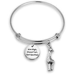 WUSUANED Be a Giraffe Aim High Stand Tall Get Spotted Inspirational Quote Keychain Gift for Giraffe Lover