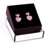 Falasoso Pink Stud Earrings For Women, Titanium Cubic Zirconia Hypoallergenic Heart Dangle Crystals 925 Sterling Silver Cute Earrings For Girls