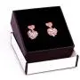 Falasoso Pink Stud Earrings For Women, Titanium Cubic Zirconia Hypoallergenic Heart Dangle Crystals 925 Sterling Silver Cute Earrings For Girls