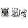 BERRICLE Rhodium Plated Sterling Silver Asscher Cut Cubic Zirconia CZ Solitaire Bridal Bridesmaid Fashion Necklace and Earrings Set