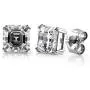 BERRICLE Rhodium Plated Sterling Silver Asscher Cut Cubic Zirconia CZ Solitaire Bridal Bridesmaid Fashion Necklace and Earrings Set