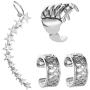 4 Pcs Skeleton Hand Non Pierced Ear Cuff Star Hollow Stripe Art Earring for Women Girls Simple No Piercing Helix Silver Fake Cartilage Cuff Earrings Clip-on Ear No Piercing Jewelry