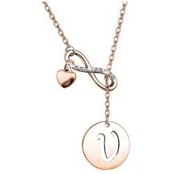 POTIY Rose Gold Initial Disc Necklace 26 Letter Charm Y Necklace for Women Alphabet Infinity Jewelry Gift for Her