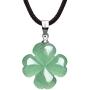 iSTONE Four Leaf Clover Necklace,Made with Green Aventurine Jade for Faith Hope Love and Luck 16 Inch Rope Chain