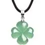 iSTONE Four Leaf Clover Necklace,Made with Green Aventurine Jade for Faith Hope Love and Luck 16 Inch Rope Chain