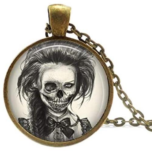 Living Dead Girl Necklace, Zombie Necklace, For Both Men and Women, Sick Necklace, Skull Necklace, Walking Zombie Drawing Jewelry necklace