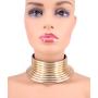 GMQHD African Gold Snap Choker Collars for Women,Egypt Punk Gothic Okoye Metal-like Flexible Resin Chunky Leather Statement Necklace Jewelry Sets for Best Friend Birthday.