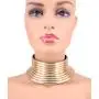 GMQHD African Gold Snap Choker Collars for Women,Egypt Punk Gothic Okoye Metal-like Flexible Resin Chunky Leather Statement Necklace Jewelry Sets for Best Friend Birthday.