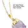 KISSPAT Unpolished Raw Amethyst Stone Pendant Necklace with 26 Long Chain