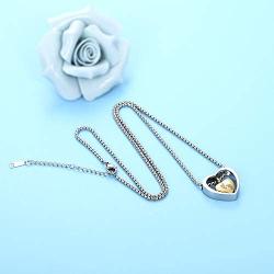 Baby Feet Double Heart Cremation Urn Necklace Keepsake Memorial Ashes Pendant Jewelry