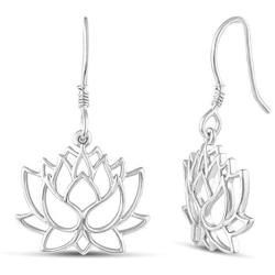 Open Lotus Lace Flower Drop Dangle Swing Earrings in 925 Sterling Silver Jewelry for Women and Girls