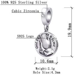 Praying Hands Charms 925 Sterling Silver Love Prayer Dangle-Serenity Change Courage Wisdom Charms fits Pandora Style Bracelet, Gifts for Mothers Day/Thanksgiving