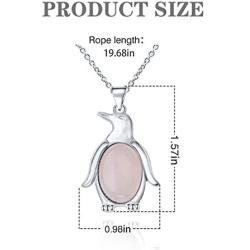 Chakra Stones Pendants Necklace,Womens Natural Gemstone Crystal Pendant Creative Penguin Shape Birthstone Energy Jewelry Necklaces for Ladies Girls