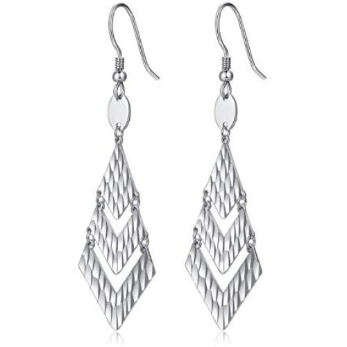 5 Styles Sterling Silver Dangle Earrings for Women Girls Fancy Cut Hook Earrings
