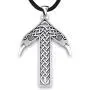 Viking Rune Tiwaz Teiwaz Tyr Necklace - 925 Sterling Silver - Pendant with Celtic Knot and Raven Heads - Norse Mythology Amulet Talisman- Nordic Scandinavian Runic Jewelry for Men Women - Handmade