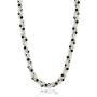 Gem Stone King 17 Inch White Cultured Freshwater Pearl and Black Crystal Necklace + Bracelet Set 7 Inch
