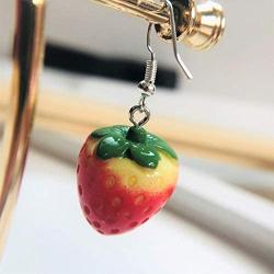 Ji Sheng Cute and Sweet Big 3D Strawberry Dangle Drop Earrings for Women Girls Fashion Jewelry