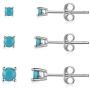 Sterling Silver Stud Earrings for Men Women Girls- Hypoallergenic Tiny Turquoise Stud Earring Set 2mm 3mm 4mm White Gold Plated Round Prong-Set Birthstone Small Earrings