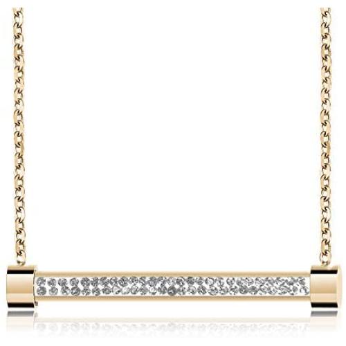 Frwiskp Pendant Necklace - 18K Rose Gold Plated Necklace with Shiny Cubic Zirconia 16'' Danity Jewelry Gift for Women Girls