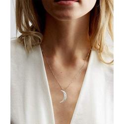 Glimmerst Crescent Moon Necklace, 18K Gold Plated Stainless Steel Crescent Moon Pendant Necklace Delicate Dainty Crescent Necklace for Women Girls