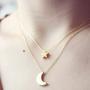 Gbell Simple Womens Doublelayer Necklace Star and Moon Pendant Necklace - Fashion Gold Silver Neck Chains Choker for Teen Girls Ladies Women Party Ball Date Jewelry