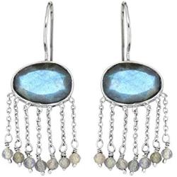 YoTreasure Labradorite 925 Sterling Silver Fixed Wire Chandelier Earrings