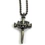 Nail Cross Crown of Thorns Dark Finish Necklace on Dark Ball Chain