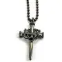 Nail Cross Crown of Thorns Dark Finish Necklace on Dark Ball Chain