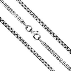 PZ Paz Creations 925 Sterling Silver Italian Box Chain for Men | 22'' Unisex Hypoallergenic Oxidized Brushed Matte Finish