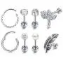 LAURITAMI 16G Stainless Steel Ear Cartilage Earrings Tragus Helix Barbell Clicker Daith Earrings Hoop Cubic Zirconia Inlaid Cartilage Stud for Men Women