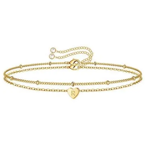 Turandoss Dainty Heart Initial Bracelets for Women, 14K Gold Filled Handmade Personalized Letter Layered Heart Initial Bracelets for Women Girls Jewelry Gifts Turandoss Dainty Heart Initial Bracelets for Women, 14K Gold Filled Handmade Personalized Letter Layered Heart Initial Bracelets for Women Girls Jewelry Gifts
