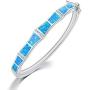 CiNily Bangle Bracelets for Women Rhodium Plated Opal Bracelet Jewelry Gift Gemstone Bangle Bracelet 8.85 inch