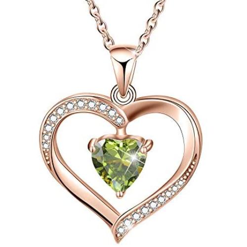 ✦Gifts for Mothers Day✦ Forever Love Heart Necklace Jewelry 18K White Gold/ Rose Gold Plated 925 Sterling Silver Birthstone Pendant Necklace with 5A Cubic Zirconia Birthday Gifts for Women and Girls