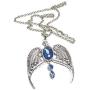 Vintage Antique Silver Eagle Crown Diadem Pendant 20inch Chain-link Necklace