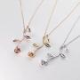 MignonandMignon Silver Plated Rose Pendant Necklace Initial Necklace Bridesmaid Jewelry