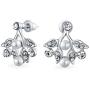 Bridal Large Fashion Vintage Style Leaves Leaf Motif Simulated White Pearl Cubic Zirconia Pave CZ Leaf Bib Statement Necklace Jewelry Set for Women Weddings